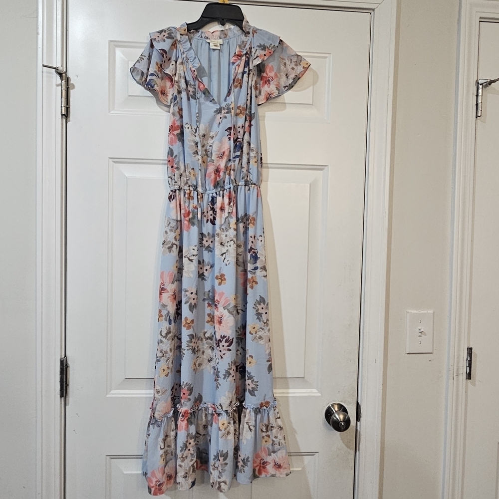Shoshanna Light Blue Floral Dress Size 2p Cottage Core Fairycore Romantic Garden